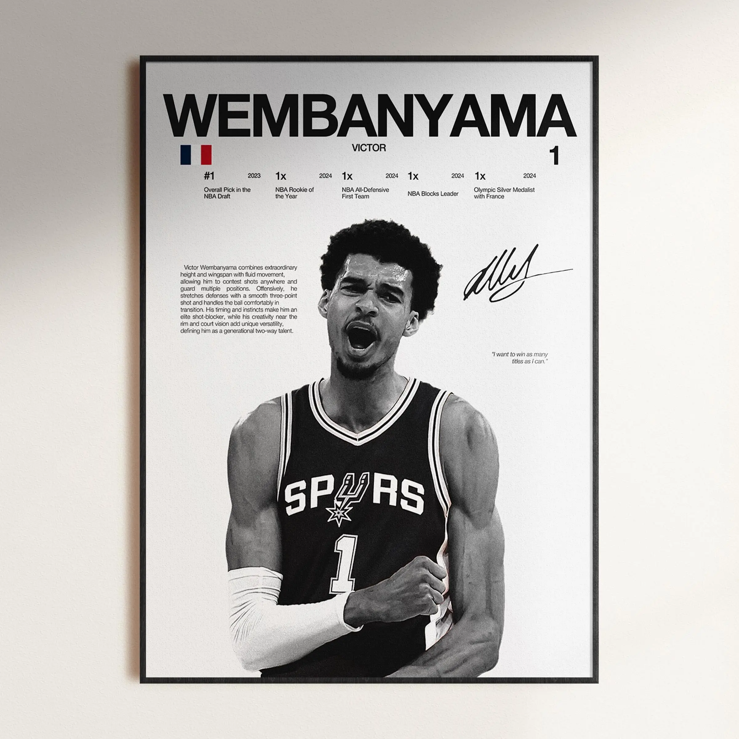Victor Wembanyama Poster, Wall Print, Basketball Print, Poster Print, Sports Decor, San Antonio Spurs Poster