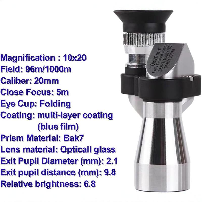 8x20 HD Night Vision Mini Pocket Telescope Compact Portable Monocular Outdoor Travel Camping Hiking Bird Watching High-Definition Optics
