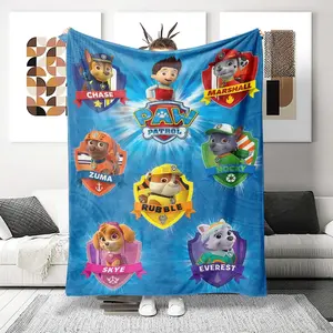 Super Soft Bed Blanket & Towel Blanket, Flannel Blankets, Paw Patrol Characters Design, Perfect for Holidays, Anniversary Birthday Gift, Home Use