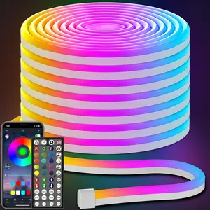 Led Neon Rope Lights Control with App/Remote,Flexible Led Rope Light,Multiple Modes,IP65 Outdoor RGB Lights Waterproof,Music Sync Gaming Led Neon Strip Light for Bedroom Decor