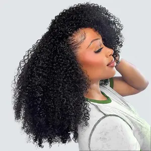 Kinky Curly Half Wig Human Hair 200 Density Glueless Wear and Go Headband Wig Human Hair for Women 3 In 1  Afro curly Drawstring Seamless Flip Over Curly Half Wigs... #halfwigcurlyhair