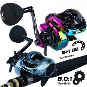 SOUGAYILANG Outdoor Fishing Reels 9+1BB Baitcasting Reel High Speed Gear Ratio Centrifugal Brakes Power Handle Offshore Casting Reels