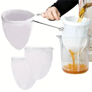 2/4pcs Ultra Fine Mesh Strainer Bags with Zipper and Stainless Steel Handle, Ultra Fine Mesh Strainer Bags, for Filter Nut Milk, Coffee, Juices, Coffee, Milk, Butter and Fresh Cheese