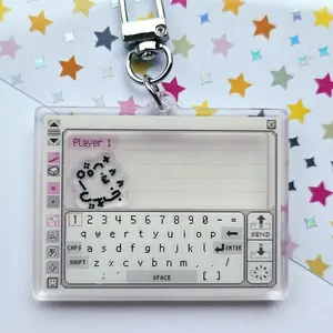 PREORDER PICTOCHAT Shaker Keychain Doodle Acrylic Keychain with Double Sided Printing Cute Playful Design 2x2 inch 3x3 inch 3.5x3.5 inch Silver Chain Lobster Hook