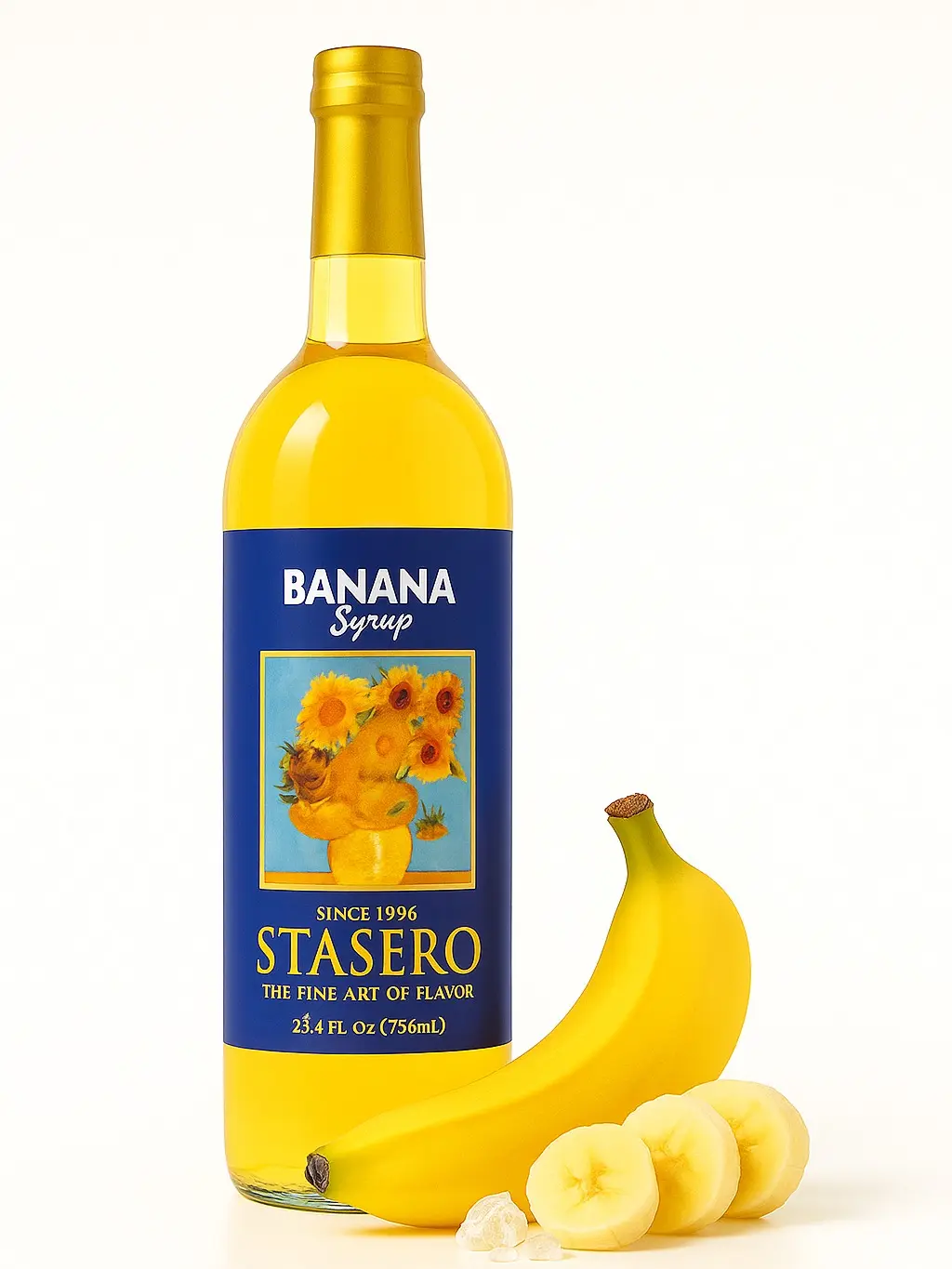 Stasero Banana Syrup 25.4 fl oz Bottle - Pure Fresh Concentrate with Peach Hint for Coffee Espresso Teas Italian Sodas Lemonades Shakes Frappes Desserts and More Beverage