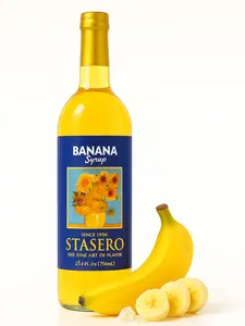 Stasero Banana Syrup 25.4 fl oz Bottle - Pure Fresh Concentrate with Peach Hint for Coffee Espresso Teas Italian Sodas Lemonades Shakes Frappes Desserts and More Beverage