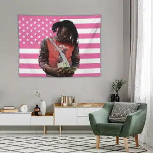 LUCKI Rapper American Flag Tapestry – Vertical Design with Stars & Stripes, Easy Hang & Durable, Perfect for Man Caves, Dorm Decor, Outdoor Parties, No Electricity Needed, Ideal Gift for Men & Women, Dorm Room Accessory |   Vertical Flag Design |   Vibran