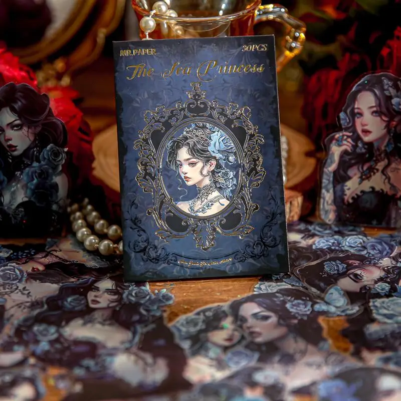 Vintage Princess Pattern Sticker, 30 Sheets/pack Vintage Style Sticker, Decorative Sticker for DIY Scrapbooking Craft, Creative Sticker for Daily Use