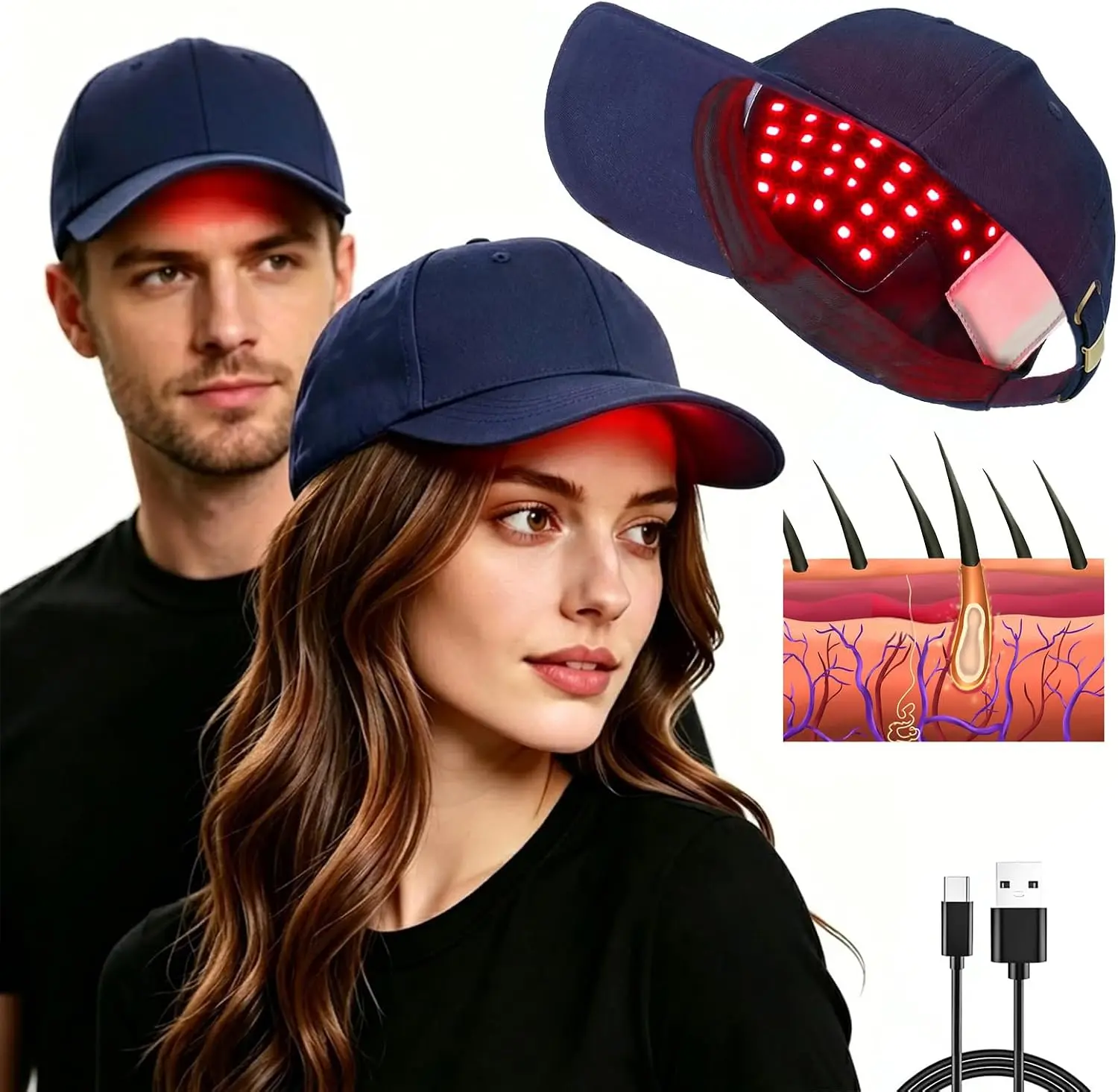 Detachable Light Panel Hair Care Hat, USB Charged Multi-Wavelength Light Hat, Convenient Household Self-Care Gadget for Daily Use