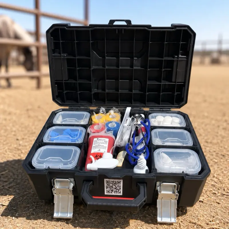"The Organizer" Fully Stocked Equine Vet Kit Boxes Container
