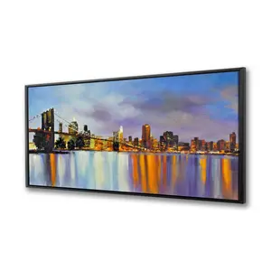 Begin Home Decor C1FC2448RYU6JC 24 x 48 in. Colorful City with Bridge by Day - Modern Framed Canvas Art