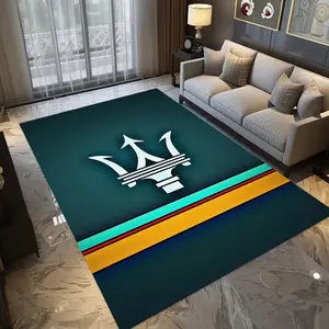 Maserati Trident pattern stylish and luxurious creative printed round rug for hallways, balconies, bathrooms, and entryways. Home decor for living rooms, bedrooms, and bedside areas. Halloween, Christmas, holiday,