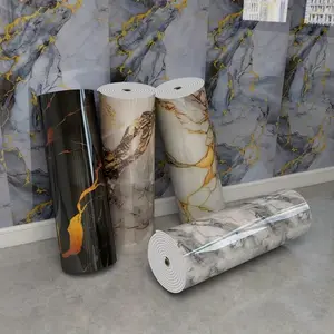Marble Effect Decorative Marble Pattern Wallpaper Panel Roll, Self-Adhesive Peel & Stick Design, Thick Texture, Easy Clean Modern Luxury Home Decor Living Room