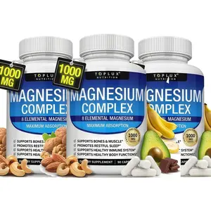 3x Magnesium Complex 1000mg Supplement – 8 Forms Including Glycinate, Citrate, Malate & Taurate for Muscle, Bone, Energy & Recovery Support, Vegan Non-GMO, 90 Capsules