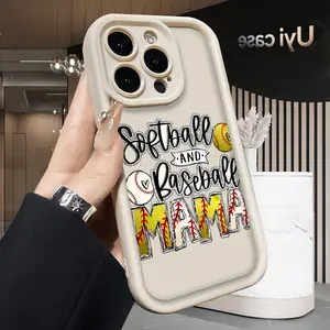 Softball & Baseball Mama Phone Case for iPhone 17 Air 16 Pro Max 15 Plus 14 13 12 11 X XS Shockproof Silicone TPU Bumper Drop Protection Soft Cover