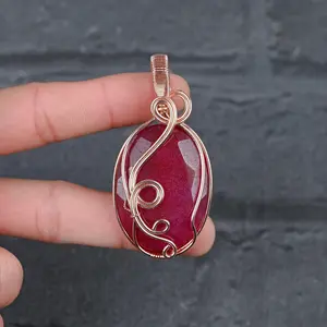 Kashmir Red Ruby Pendant Copper Wire Wrapped Gemstone Pendant Copper Handmade Pendant Gift For Her Kashmir Red Ruby Pendants For Necklaces