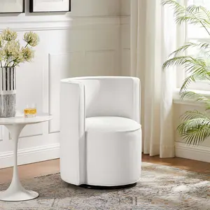 Modway Della Performance Velvet Fabric Swivel Chair in White