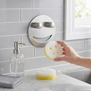 Stainless Steel Sponge Holder with Suction Cup Kitchen Sink Caddy Organizer for Sponge Storage