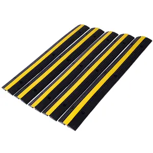Heavy Duty 2-Pack 1-Channel Rubber Cable Protector Ramp with Anti-Slide 12-Bolt Mount Spikes, 6600Lbs Load Capacity, Easy Installation for Asphalt & Concrete Driveways