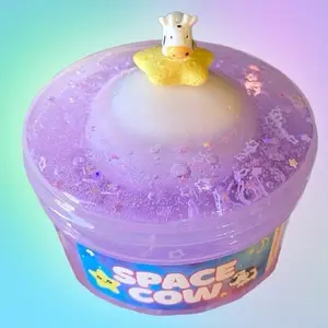 Space cow cream float slime, cloud and clear slime