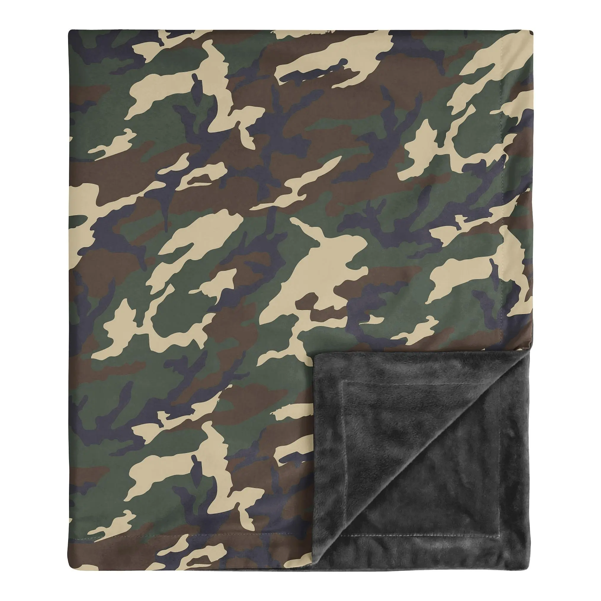 Sweet Jojo Designs Woodland Camo Baby Boy Blanket Receiving Security Swaddle for Newborn or Toddler Nursery Car Seat Stroller Soft Minky - Beige Green and Black Rustic Forest Camouflage