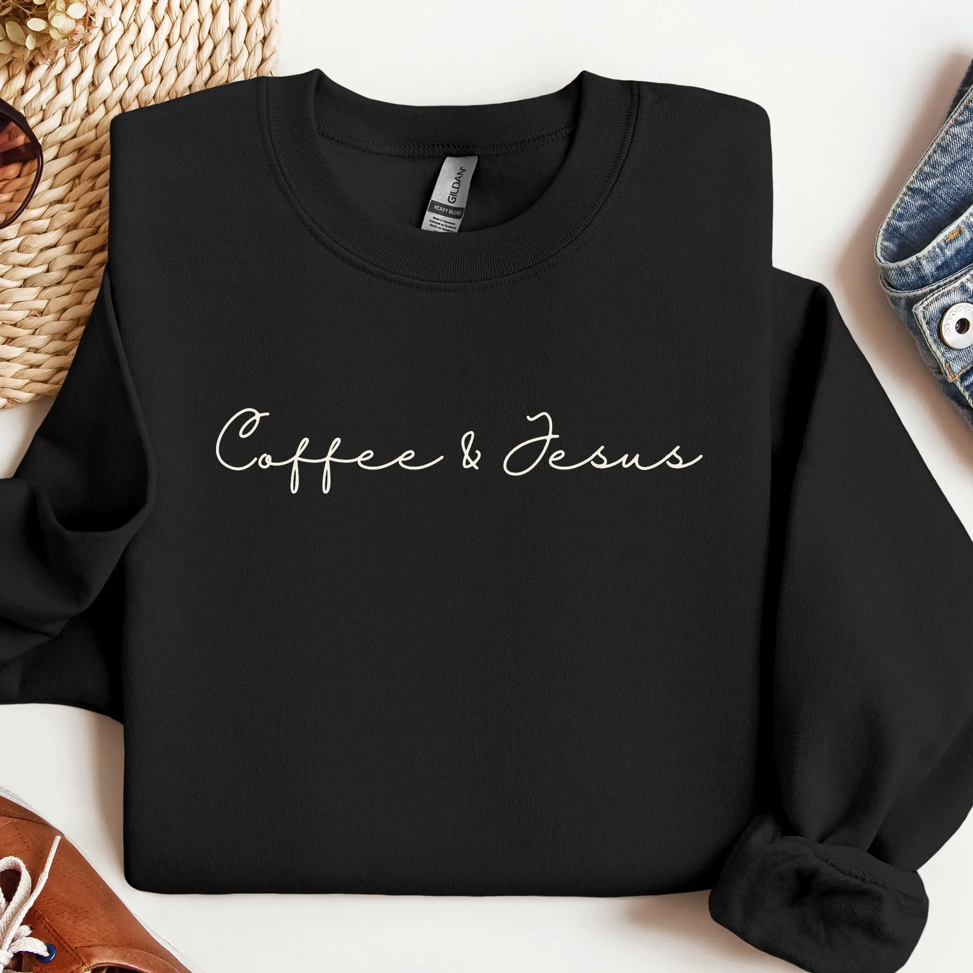 Coffee and Jesus Sweatshirt, Christian comfy sweatshirt, Coffee sweatshirt for her, Christian loungewear, Coffee Lover Sweatshirt,
