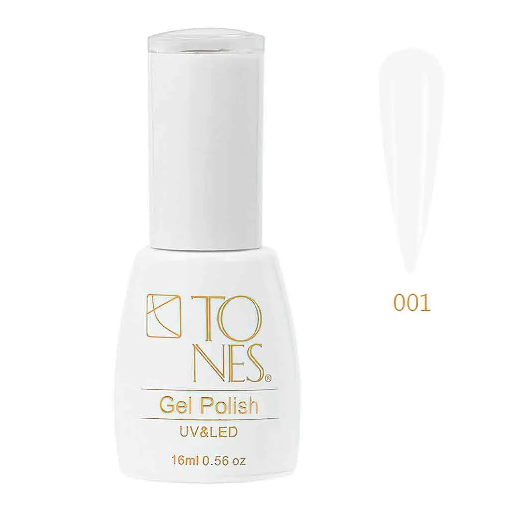 TONES Gel Polish #1 - Bright White 0.56 fl oz | UV/LED | Extra Durable & Easy Application | 16ml | Flawless Nail Art Coverage.