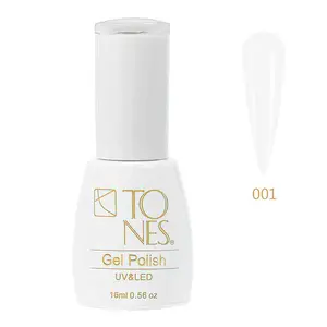 TONES Gel Polish #1 - Bright White 0.56 fl oz | UV/LED | Extra Durable & Easy Application | 16ml | Flawless Nail Art Coverage.