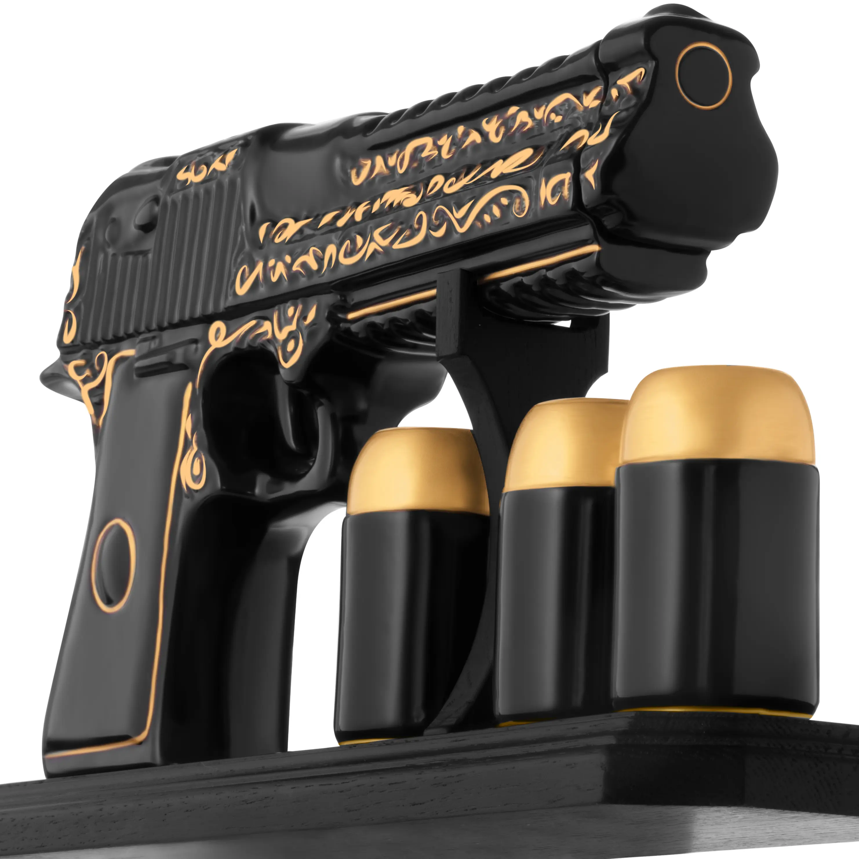 Christmas Gift Ceramic Gun Shaped Whiskey Decanter Set 17 Oz with 3  Bullet Shot Glasses - Regalos Para Papa Un Hombre  - Tequila Liquor Bottle - Alcohol Bar Utensil Decor For Home - Unique Dad Birthday Gift Ideas for Men Boyfriend Husband - Shotdispenser