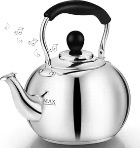 2.0 Quart Whistling Stovetop Tea Kettle - 18/8 Stainless Steel Food-Safe Water Kettle with Easy-Pour Spout Mirror Polished, Suitable for Gas & Electric Coil Stovetops