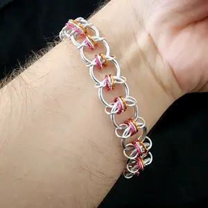 Lesbian pride chainmaille jewelry bracelet