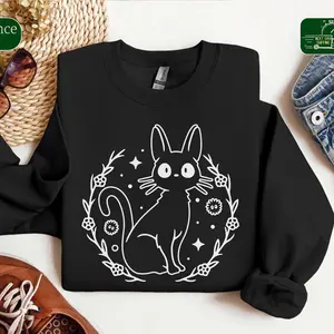 Kiki's Jiji Sweatshirt, Studio Ghibli Shirt, Kiki's Delivery Service Shirt, Studio Ghibli Gift Shirt, Y2K Shirt