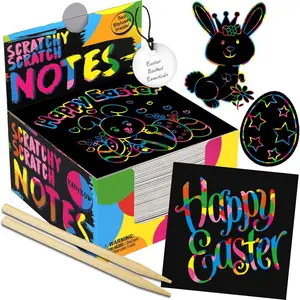 Easter Basket Essentials, 150 Rainbow Scratch Art Mini Notes - Easter Basket Stuffers for Kids, Arts and Crafts Supplies, Fun & Colorful Scratch Paper for Kids & Teens, Creative DIY Gift Idea