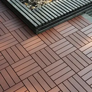Plastic Interlocking Deck Tiles,44 Pack Patio Deck Tiles,12"x12" Square Waterproof Outdoor and Indoor All Weather Use,Brown