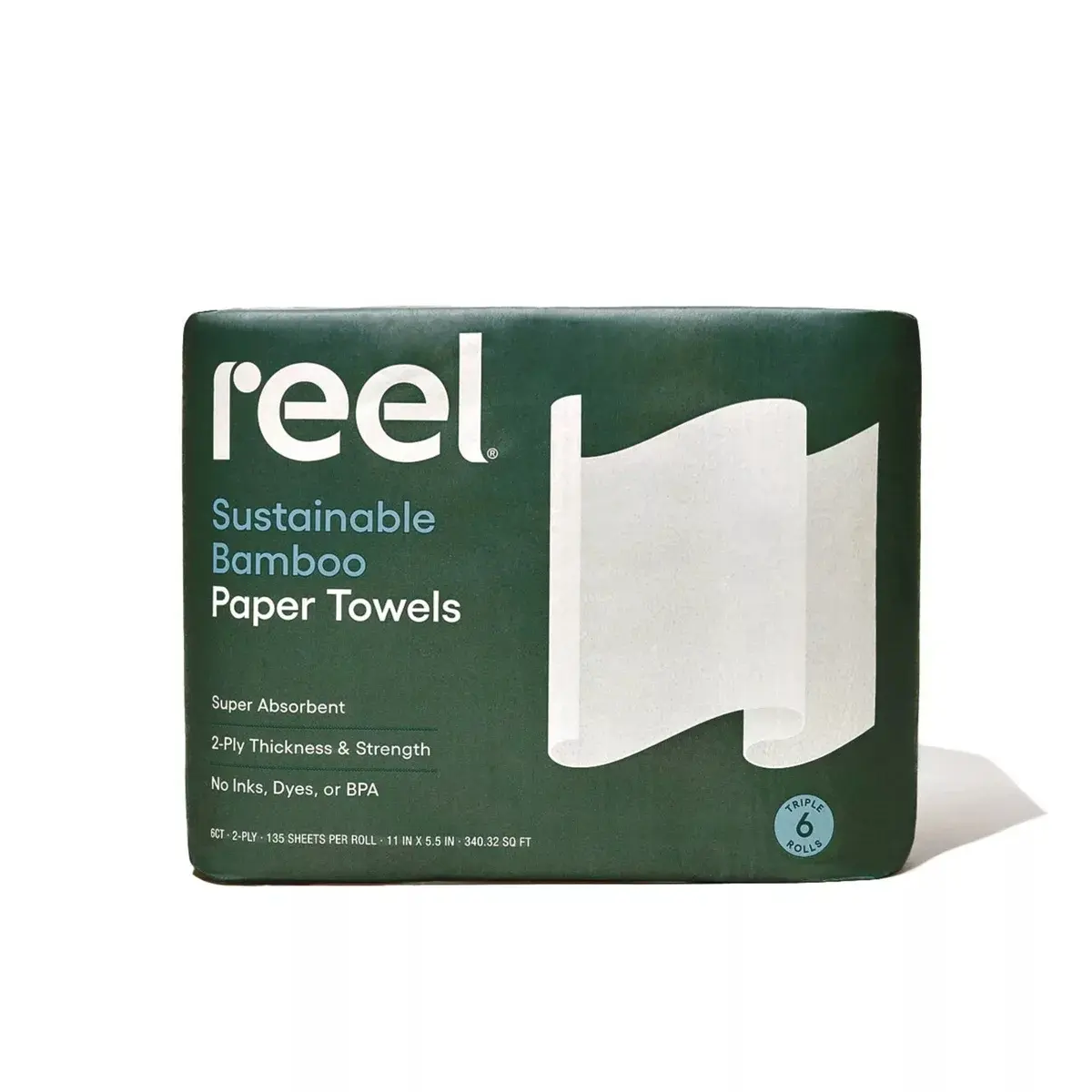 Reel Paper Bamboo Make-A-Size Paper Towels - 6 Mega Rolls - 2-Ply - 135 Sheets