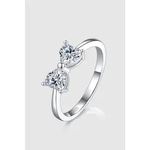 1 Carat Moissanite 925 Sterling Silver Bow Ring