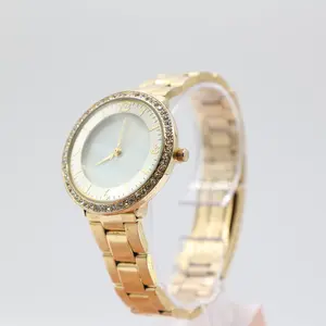 Unbranded Yellow Gold Toned with white Crystals Bezel Watch
