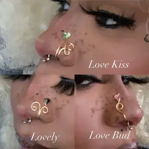 LOVE SET 3pcs NoseCuff Non-Piercing Nose Jewelry in Gold & Silver Tarnish-Resistant Copper Wire Nose Bridge Accessory for Stylish Wear