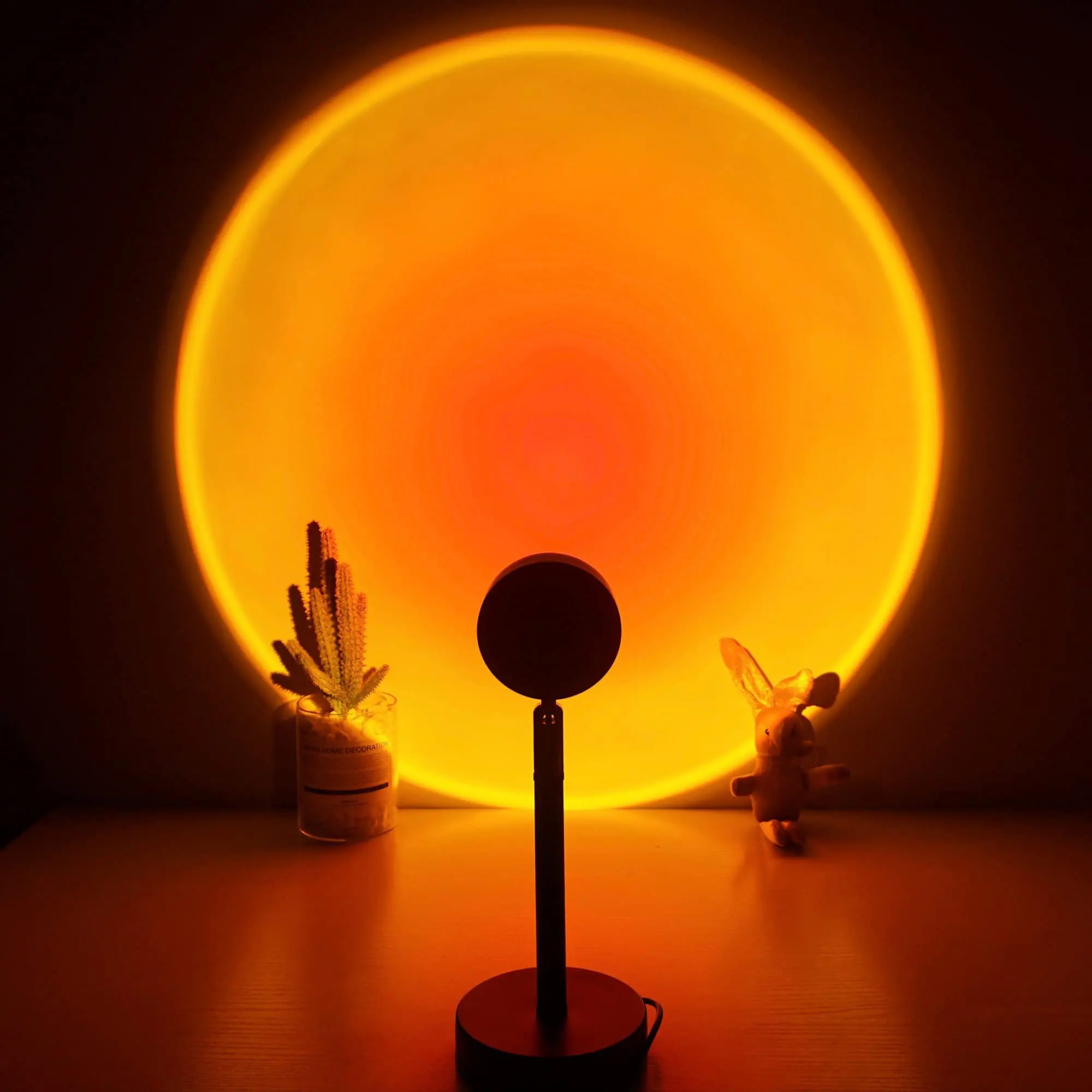 Ambient Glow Projector Lamp - Creates Warm Yellow Circle Light for Decorative Effects in Room Settings