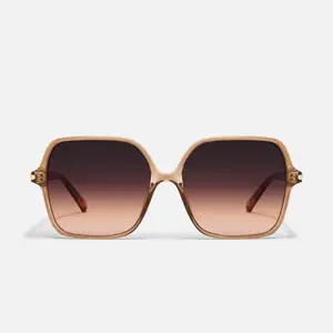 QUAY - PRESS TOUR Square Sunglasses - Classic Oversized Vintage Glam with Elevated Metal Details & Universal Nose Pads