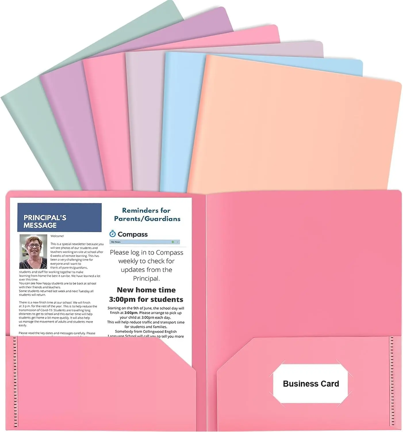 6 Pack Colored File Folders with Pockets, Pastel Pocket Folders, Plastic