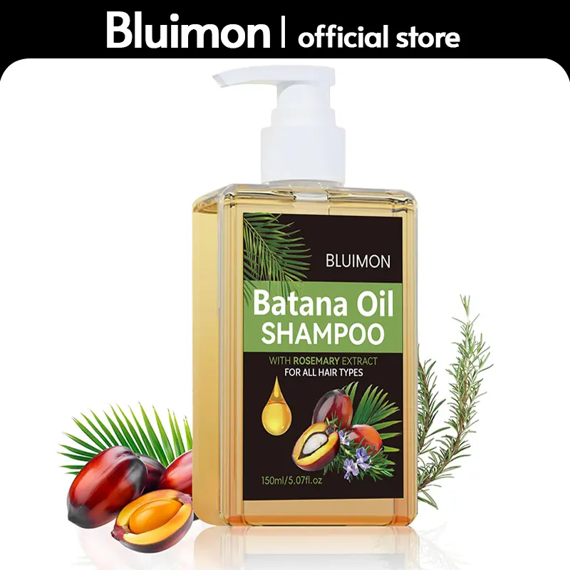 Bluimon Batana Oil Shampoo with Rosemary Extract (5.07 oz/150ml) - Haircare Cleanser & Moisturizer for All Hair Types, Promotes Growth, Strengthens, Enhances Silky & Fluffy Texture