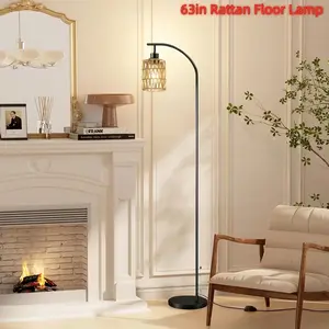 Bamboo Floor Lamp, 63" Tall Living Room Table Lamp with 3 Color Temperatures, Adjustable Bedroom Office High Reading Light, Includes Bulb, Christmas Gift, Christmas Decorative Light