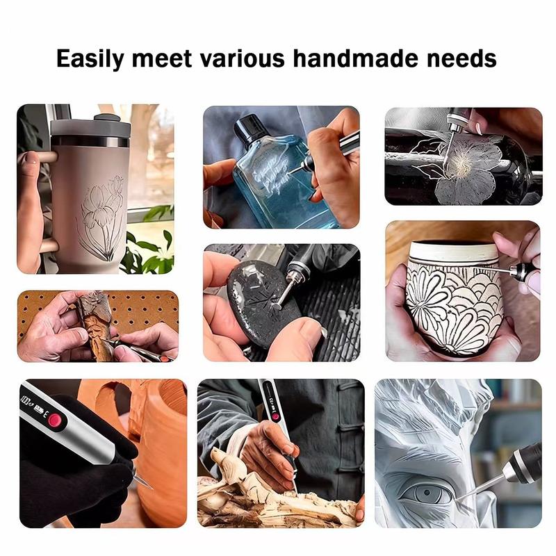 Engraving Pen with 30 Free Diamond Bits for Personalized Gifts & Practice Canvases Easy to Use USB-C Fast Charger 3 Speed Settings 8000-21000 RPM