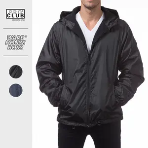 PROCLUB Men's Windbreaker Jacket Fleece Lined Jackets PRO CLUB Hooded Full Zip Jacket Water Resistance Rain Coat Warm Hip Hop Harem Big and Tall