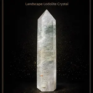 Guardian Series Phantom Garden Quartz Tower Landscape Lodolite Crystal with Visible Phantom Growth Layers & Iron Mineral Accent