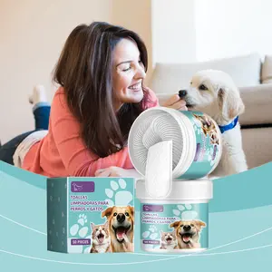 Dog Dental Care Finger Wipes - Teeth Cleaning Finger Wipes for Dog & Cats - Tooth Brushing Kit Dental Wipes for Dog - Reduces Plaque & Freshens Breath (50 PCS,)