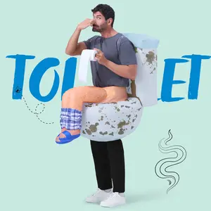 Adults Inflatable Costumes, Sitting on a Toilet Inflatable Costume, Funny Blow Up Costumes for Halloween Costume Cosplay Themed Parties Valentine's Day Gifts for Kids