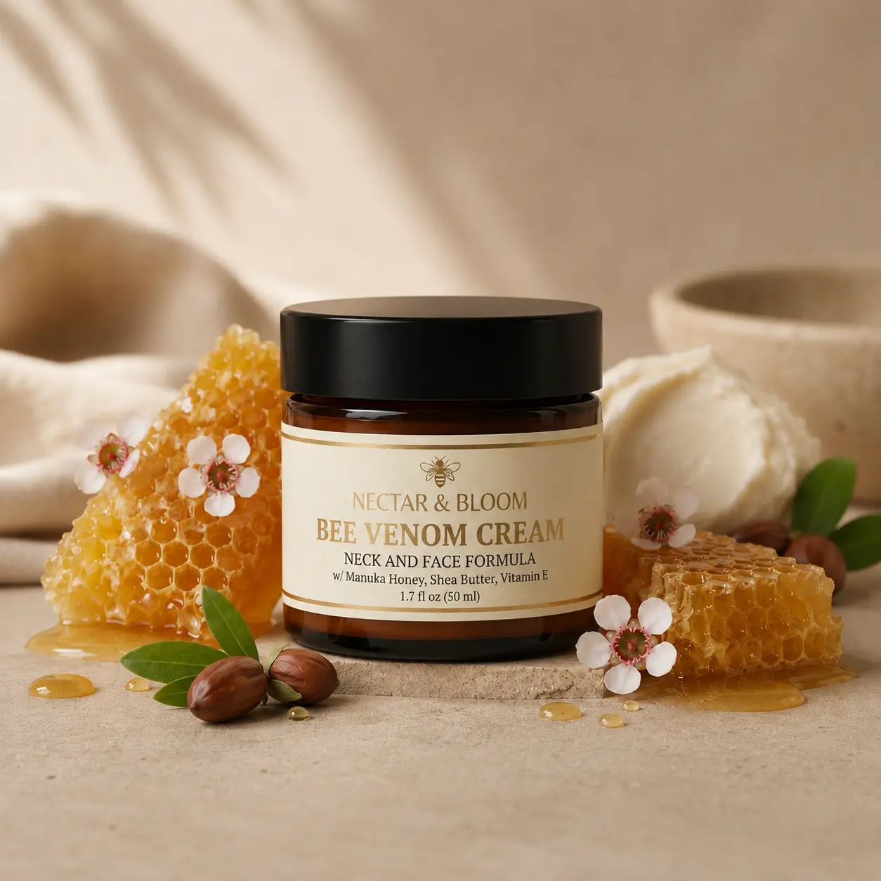 Organic Bee Venom Face Cream | Skin-tightening Formula with Manuka Honey, Shea Butter & Vitamin E