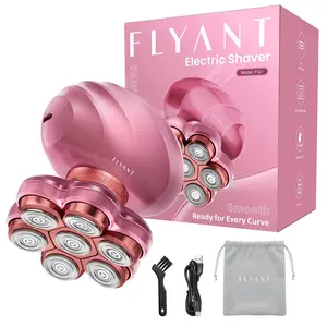 Flyant Body Electric Shaver for Women, 7D Rechargeable Electric Razors, IPX7 Waterproof Wet Dry biknini trimmer, Lady Hair Remover for Face Underarm Pubic, Pink